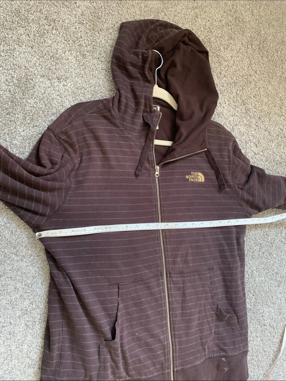 The North Face Men's Dark Brown Striped Zip-Up Hoodie